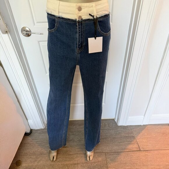 Lumina Italian High Waist , Wide Leg Italian Designer Jeans Size small 26 NWT - Picture 4 of 12